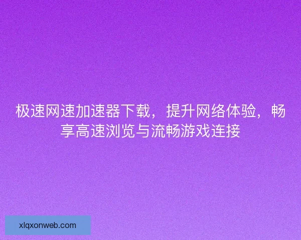 极速网速加速器下载，提升网络体验，畅享高速浏览与流畅游戏连接