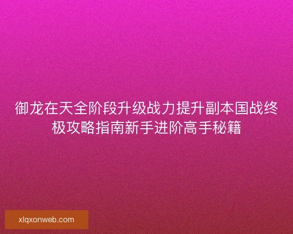 御龙在天全阶段升级战力提升副本国战终极攻略指南新手进阶高手秘籍